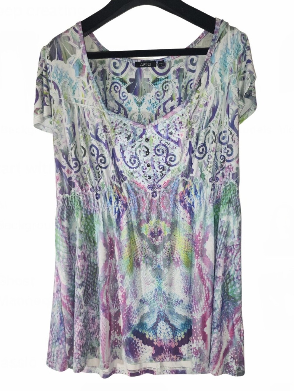 Apt. 9 Women's Multicolor Printed Short Sleeve Top. 1X